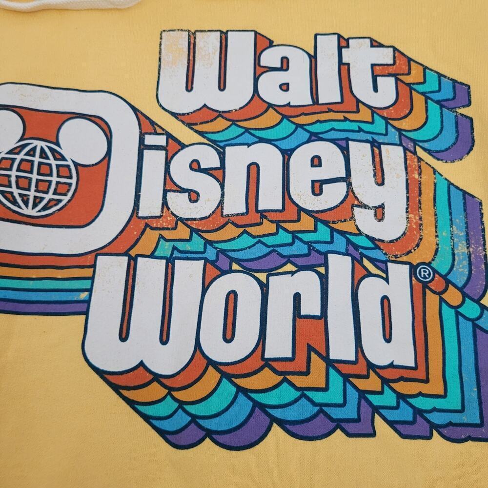 Disney Parks Walt Disney World Hoodie Sweatshirt Size M Yellow Pockets Cotton - Picture 2 of 6